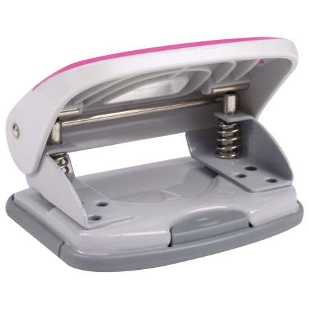 Дырокол BRAUBERG "Delta", до 20 листов, с резиновой накладкой, серый, розовая вставка, 222558 - Дыроколы настольные