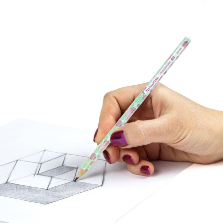 Карандаш чернографитный BRAUBERG "PRIMAVERA", 1 шт., HB, корпус ассорти, 181765 - Карандаши чернографитные