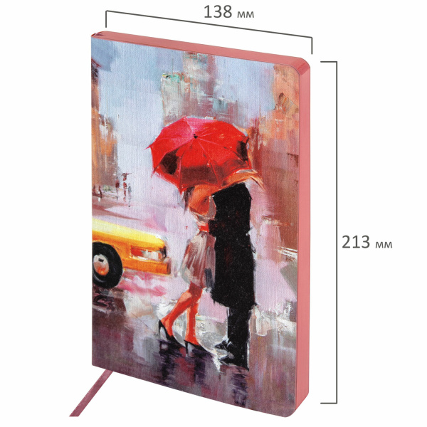 Ежедневник недатированный А5 (138х213 мм), BRAUBERG VISTA, под кожу, гибкий, 136 л., "Euphoria", 111998 - Ежедневники с покрытием "под кожу и ткань"