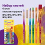 Кисти ЮНЛАНДИЯ, набор 6 шт. (СИНТЕТИКА: круглые № 2, 3; плоские № 4, 5, 6, 8), блистер с европодвесом, 200890 - Кисти для рисования