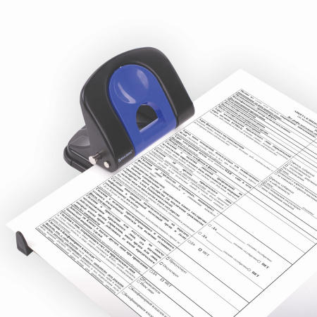 Дырокол металлический BRAUBERG "Office-Expert", до 25 листов, черно-синий, 228604 - Дыроколы настольные