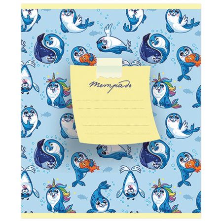 Тетрадь 12 л. ПЗБМ, клетка, фольга, "Лама и друзья", 018290 - Тетради 12-24 листов