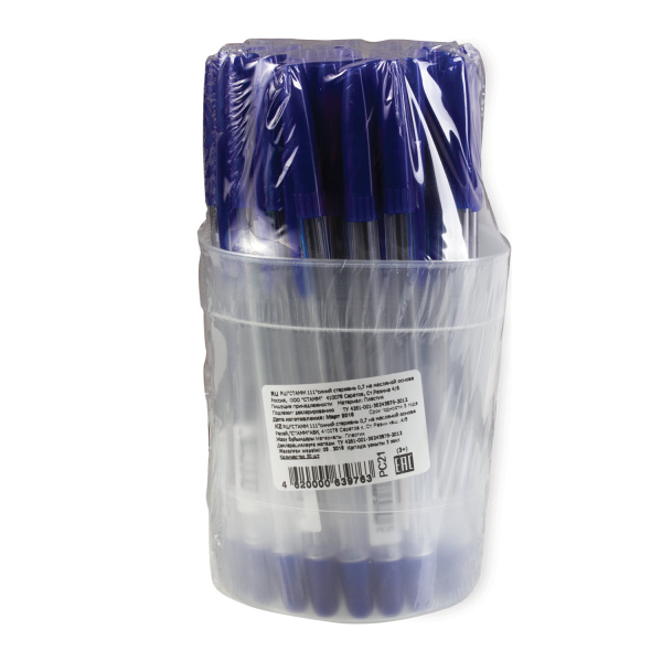 Ручка шариковая масляная "111", СИНЯЯ, корпус прозрачный, узел 1 мм, линия письма 0,7 мм, РС21 - Ручки шариковые неавтоматические