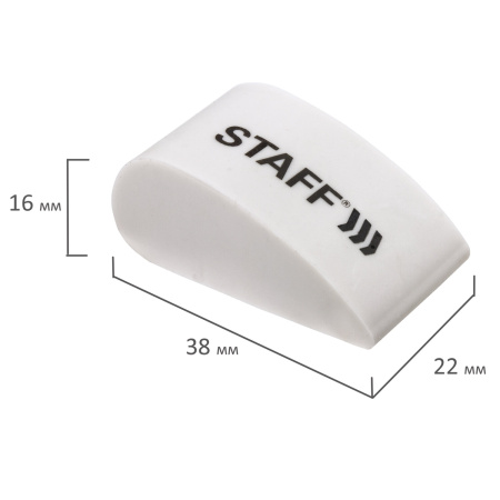 Ластик STAFF "College" PE-070, 38х22х16 мм, в форме капли, цвет белый, 228070 - Ластики классические