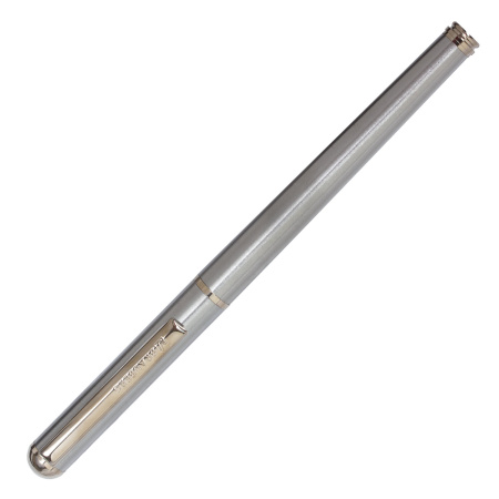 Ручка подарочная перьевая BRAUBERG "Larghetto", СИНЯЯ, корпус серебристый с хромированными деталями, 143475 - Ручки бизнес-класса