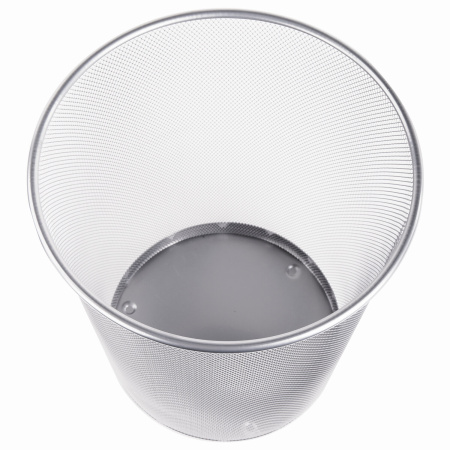 Корзина для бумаг, БОЛЬШАЯ, 20 л, металлическая, серебристая, BRAUBERG "Germanium", 231957 - Корзины для бумаг