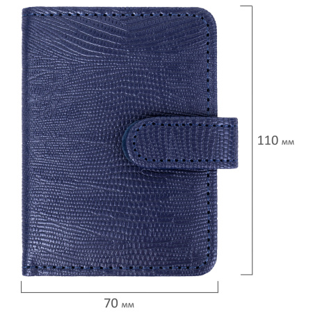 Визитница/кредитница однорядная GALANT "Contract", на 24 карты, под кожу крокодила, застежка, синяя, 235398 - Визитницы и кредитницы однорядные карманные