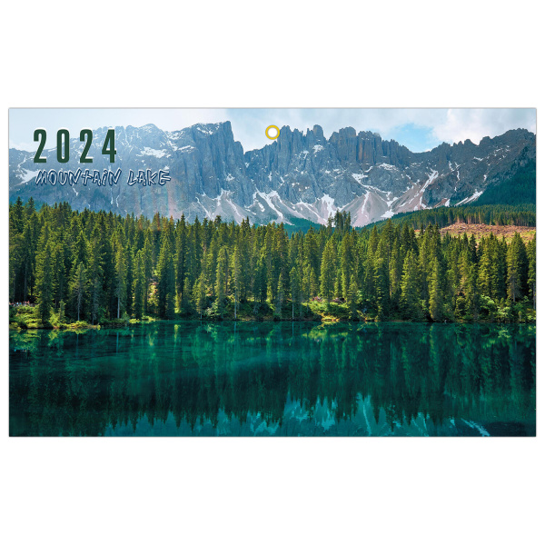 Календарь квартальный на 2024 г., 3 блока, 3 гребня, с бегунком, мелованная бумага, EXTRA, BRAUBERG, "Горное озеро",115301 - Календари настенные