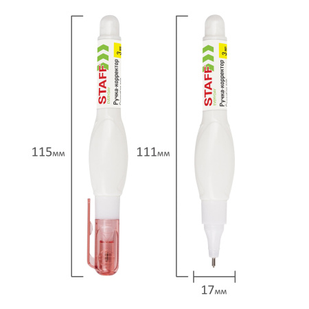 Ручка-корректор STAFF "EVERYDAY", 3 мл, металлический наконечник, 227570 - Корректирующие ручки