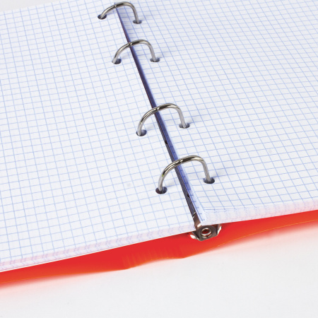 Тетрадь на кольцах А5 175х220 мм, 120 л., пластик, клетка, с резинкой, BRAUBERG, оранжевая, 403571 - Тетради на кольцах и сменные блоки к ним