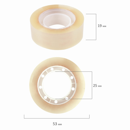 Клейкие ленты 19 мм х 33 м канцелярские ОФИСМАГ, комплект 4 шт., прозрачные, гарантированная длина, 223127 - Клейкие ленты канцелярские