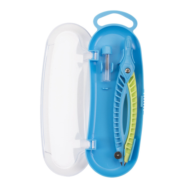 Готовальня ЮНЛАНДИЯ, 2 предмета: пластиковый циркуль 120 мм, грифель, пенал, 210656 - Циркули и готовальни