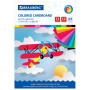 Картон цветной А4 немелованный, 12 листов 12 цветов, в папке, BRAUBERG, 200х290 мм, "Самолет", 113556 - Цветной и белый картон