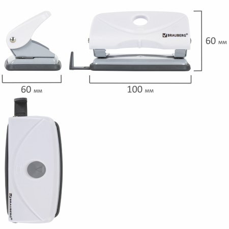 Дырокол BRAUBERG "Original", до 10 листов, белый, 227786 - Дыроколы настольные