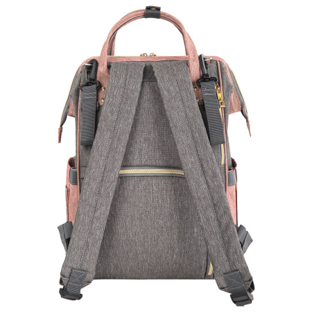 Рюкзак для мамы BRAUBERG MOMMY с ковриком, крепления на коляску, термокарманы, серый/розовый, 40x26x17 см, 270821 - Рюкзаки и сумки для мам