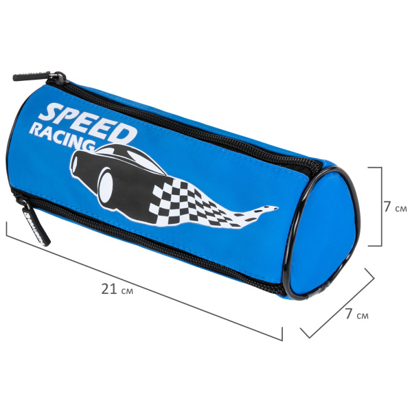 Пенал мягкий BRAUBERG, 3 отделения, нейлон, 21х7х7 см, "Speed Racer", 271581 - Пеналы мягкие