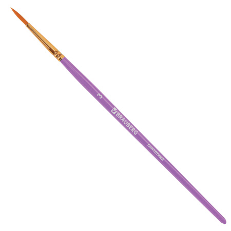 Кисти синтетика BRAUBERG, НАБОР 10 шт., фиолетовые (Круглые; Овальные; Плоские; Лайнеры), 201029 - Кисти для рисования