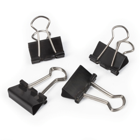 Зажимы для бумаг ОФИСМАГ, КОМПЛЕКТ 12 шт., 19 мм, на 60 листов, черные, картонная коробка, 225154 - Зажимы для бумаг