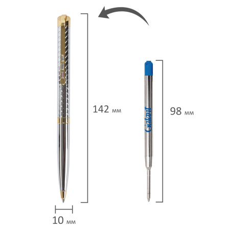 Ручка подарочная шариковая GALANT "Barendorf", корпус серебристый с гравировкой, золотистые детали, пишущий узел 0,7 мм, синяя, 141011 - Ручки шариковые подарочные