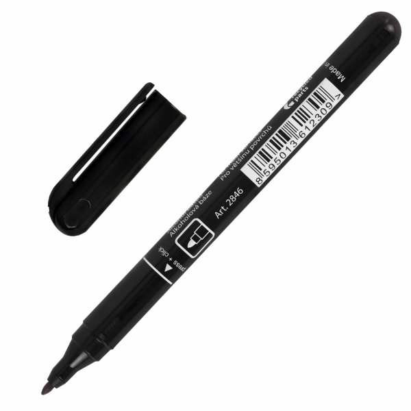 Маркер перманентный CENTROPEN 2846, ЧЕРНЫЙ, тонкий наконечник, 1 мм, 6 2846 9412 - Маркеры перманентные