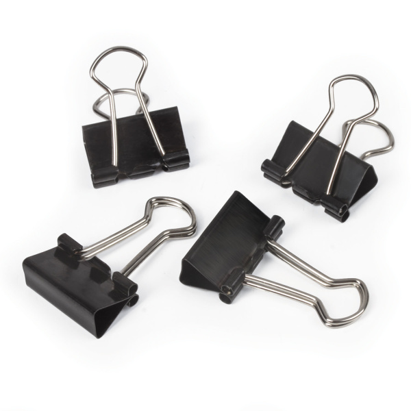 Зажимы для бумаг ОФИСМАГ, КОМПЛЕКТ 12 шт., 19 мм, на 60 листов, черные, картонная коробка, 225154 - Зажимы для бумаг