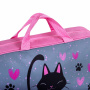 Папка на молнии с ручками BRAUBERG А4, 1 отделение, полиэстер, 80 мм, "Elegant cat", 271481 - Папки-сумки с ручками