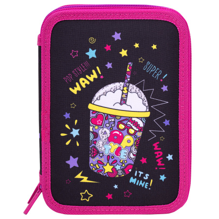 Пенал BRAUBERG, 3 отделения, полиэстер, 21х14 см, "Pop Style", 271550 - Пеналы каркасные