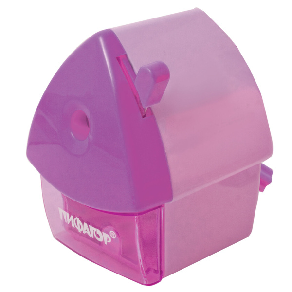 Точилка механическая ПИФАГОР "Домик гнома", металлический механизм, корпус розовый, 270424 - Точилки механические