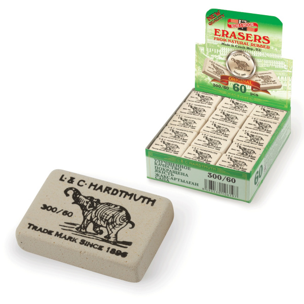 Ластик KOH-I-NOOR "Слон" 300/60, 31х21х8 мм, белый, прямоугольный, натуральный каучук, 1 шт, 0300060024KDRU