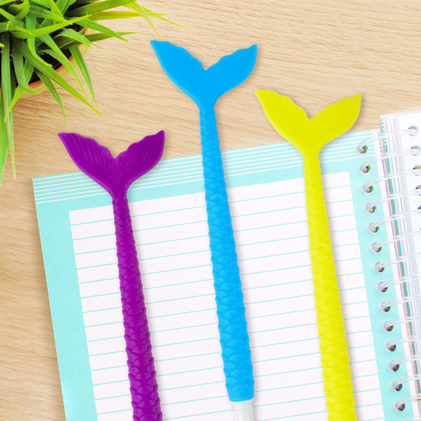 Ручка фигурная шариковая ЮНЛАНДИЯ "Русалка", мягкий силиконовый корпус, ассорти, СИНЯЯ, пишущий узел 0,7 мм, 143777 - Ручки фигурные