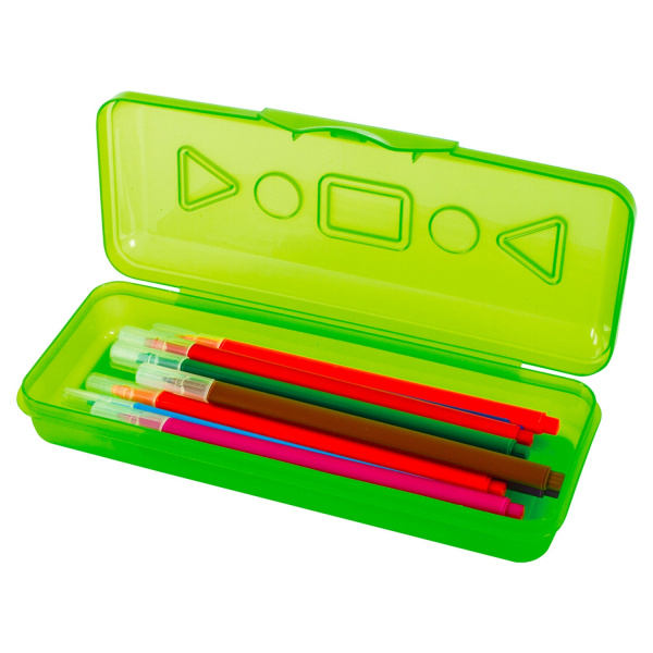 Пенал пластиковый ПИФАГОР тонированный, ассорти 4 цвета, 20х7х4 см, 228113 - Пеналы каркасные