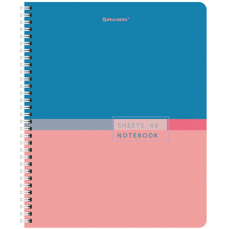 Тетрадь А5 48 л. BRAUBERG, гребень, клетка, глянцевая ламинация, "Color" (4 вида в спайке), 404342 - Тетради 40-48 листов