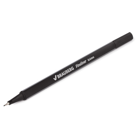 Ручка капиллярная (линер) BRAUBERG "Aero", ЧЕРНАЯ, трехгранная, металлический наконечник, линия письма 0,4 мм, 142252 - Ручки капиллярные и линеры художественные