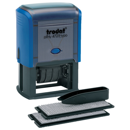 Датер самонаборный, 4 строки+дата, оттиск 50х30 мм, синий, TRODAT 4729, кассы в комплекте, 53334 - Датеры
