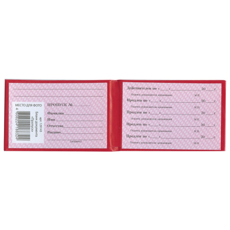 Бланк документа "Пропуск", 65х98 мм, STAFF, 129143 - Бланки документов