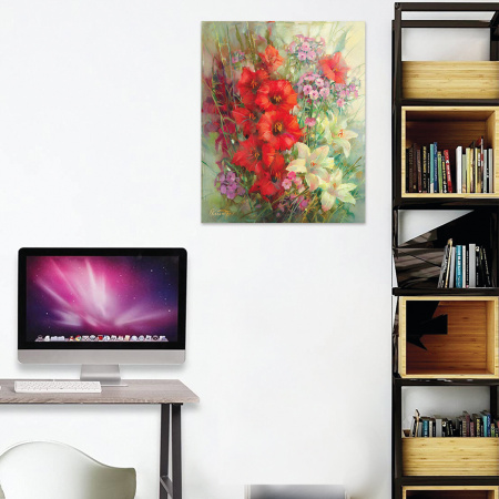 Картина стразами (алмазная мозаика) 40х50 см, ОСТРОВ СОКРОВИЩ "Цветочная симфония августа", без подрамника, 662589 - Алмазная вышивка