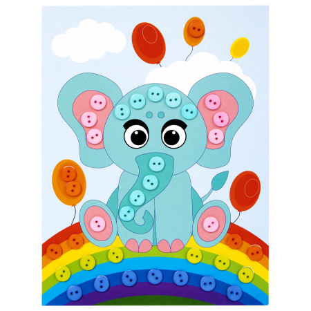 Набор для творчества "Аппликация из пуговиц", "Слоненок", основа 20х15 см, ЮНЛАНДИЯ, 662392 - Создание аппликаций