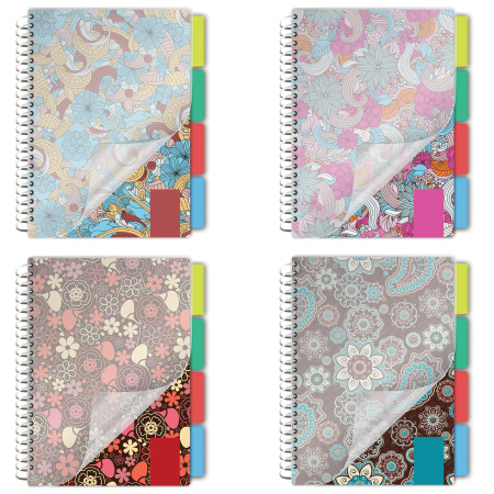 Тетрадь-блокнот 150 л., A5, 170x215 мм BRAUBERG, клетка, гребень, обложка пластиковая, 4 разделителя, "Foxy Lady", 401794 - Тетради-блокноты