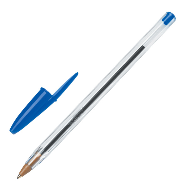 Ручки шариковые BIC "Cristal Original", НАБОР 4 шт., СИНИЕ, узел 1 мм, линия 0,32 мм, пакет, 8308601 - Ручки шариковые неавтоматические