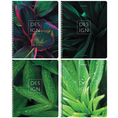 Тетрадь А5 120 л. BRAUBERG, гребень, клетка, глянцевая ламинация, "Растения" (4 вида в спайке), 404448 - Тетради более 60 листов