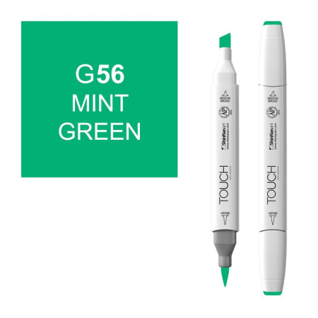 Маркер двухсторонний спиртовой TOUCH TWIN BRUSH G56 Зеленый мятный