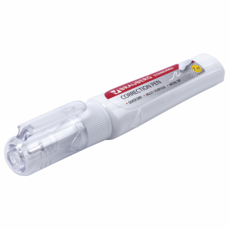 Ручка-корректор BRAUBERG "Standard", 7 мл, металлический наконечник, в упаковке с подвесом, 222058 - Корректирующие ручки