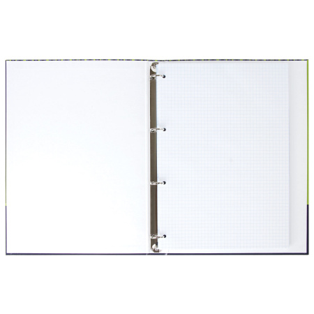 Тетрадь на кольцах БОЛЬШАЯ А4 (225х300 мм), 100 листов, твердый картон, клетка, BRAUBERG, Полосы, 403273 - Тетради на кольцах и сменные блоки к ним