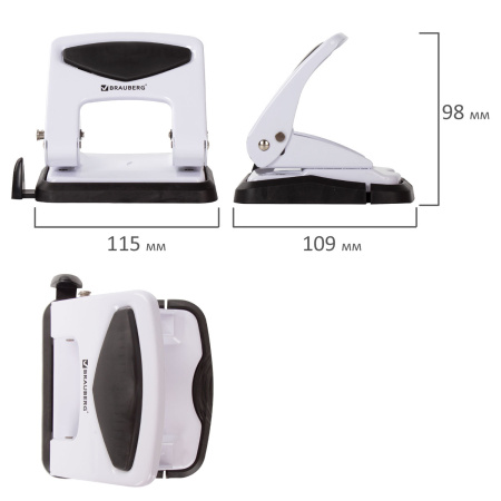 Дырокол металлический BRAUBERG "PN-150M", до 35 листов, белый, 227790 - Дыроколы настольные