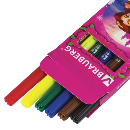 Фломастеры BRAUBERG "Rose Angel", 6 цветов, вентилируемый колпачок, картонная упаковка, увеличенный срок службы, 150555 - Фломастеры классические