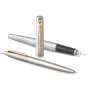 Набор PARKER "Jotter Stainless Steel GT": шариковая ручка синяя и перьевая ручка, 2093257 - Подарочные ручки в наборах