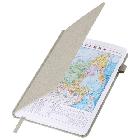 Ежедневник недатированный А5 138x213 мм BRAUBERG "Finest" под кожу, резинка, 136 л., бежевый, 111871 - Ежедневники с покрытием "под кожу и ткань"