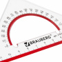 Треугольник пластиковый, угол 45, 13 см, BRAUBERG "Crystal", с транспортиром, прозрачный, с выделенной шкалой, 210293 - Треугольники