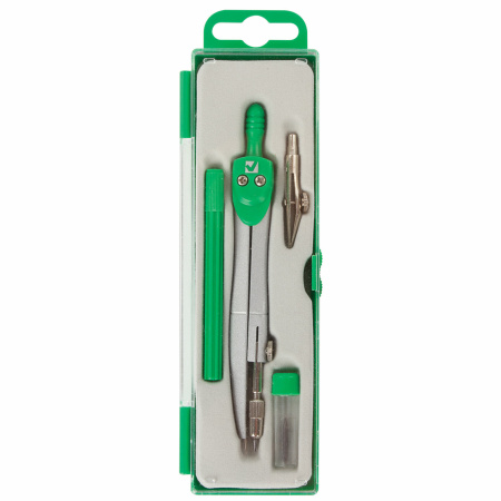 Готовальня BRAUBERG "Klasse", 4 предмета: циркуль 125 мм, рейсфедерная вставка + держатель, грифель, 210334 - Циркули и готовальни