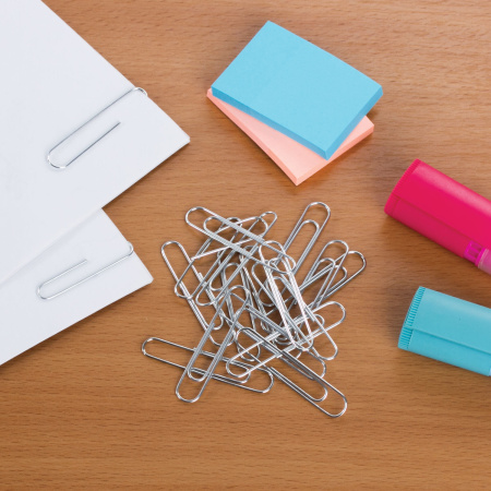 Скрепки большие 50 мм, BRAUBERG, оцинкованные, 50 шт., в картонной коробке, 227589 - Скрепки канцелярские